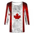 thumbnail image 5 of Mujeres 3/4 Manga Tops Y Blusas Canadá Impresión Cuello Redondo Suéter, Top de Moda Casual, Tops de Moda de las Mujeres, 5 of 5