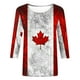 thumbnail image 4 of Fiudx Liquidación de Ofertas Flash Moda Mujer Canadá Impresión Cuello Redondo Manga 3/4 Camiseta Jersey Blusa Superior, 4 of 5