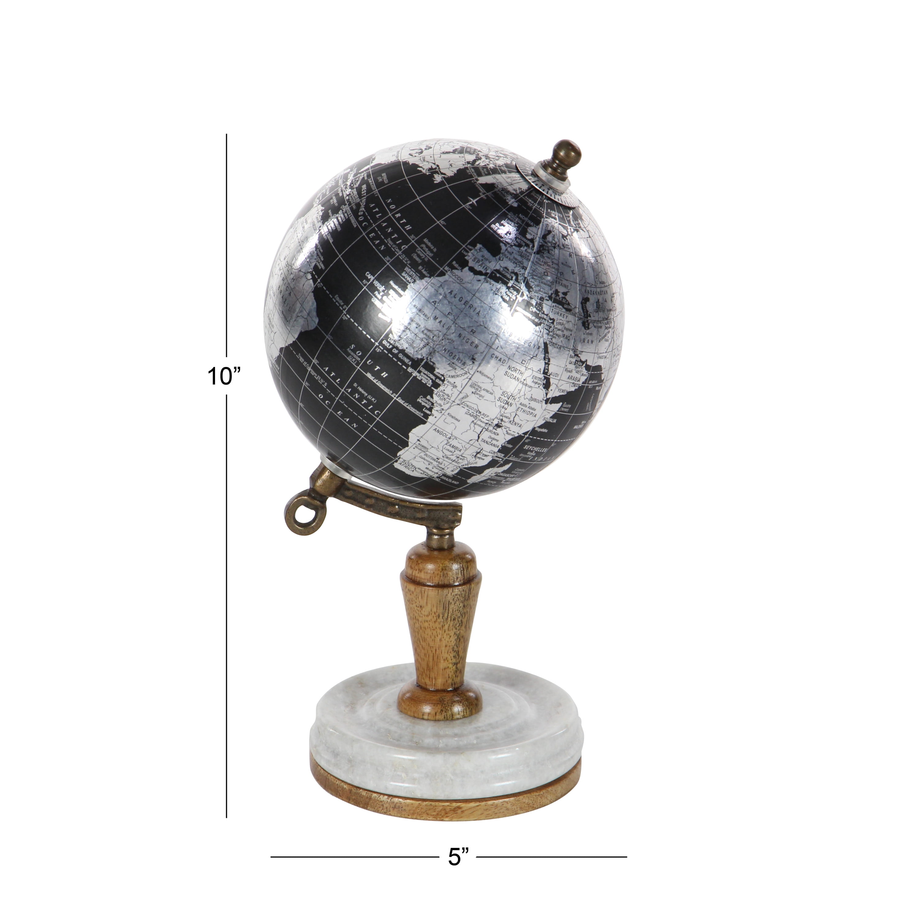 DecMode 5" Black Globe with Marble Base