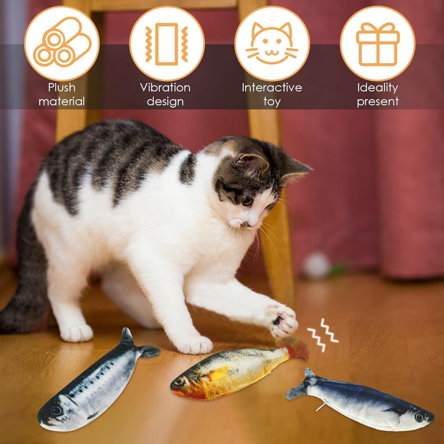 2026 New Flopping Fish Cat Toy Rechargeable, Small Floppy Fish Cattoy, Realistic Flopping Fishs Catnip Cat Toys, Interactive Chew & Kicker Toys, Pet Chew Toy for All Breeds (3Pcs)