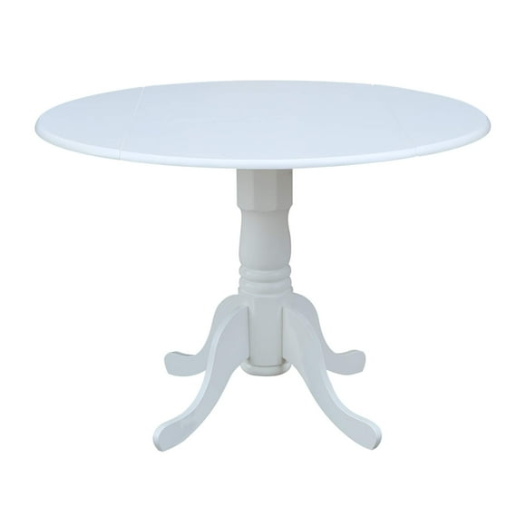 International Concepts 42" Round Dual Drop Leaf Pedestal Dining Table, White