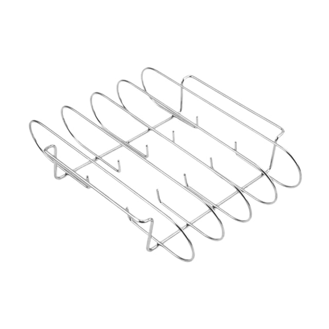Grill Rib BBQ Rib Racks Accesorios Filetes Rack BBQ Herramientas 4 Ranuras Hierro con Asas Parrillas para Costillas Fácil de Usar Parrilla para Asado