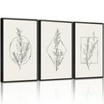 thumbnail image 2 of Drsoum Bohemian Plant Wall Decor for Bathroom Office Boho Leaf Artwork Ready to Hang 11x14in3pcs Black Framed, 2 of 5