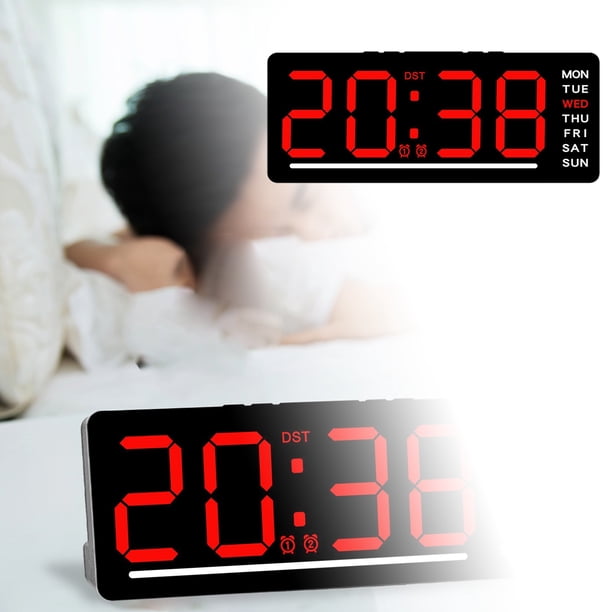 Reloj despertador digital, reloj electrónico, reloj LED funcional, reloj silencioso para la mesita de noche de los niños, 2,5 x 15,5 x 6,3 cm.