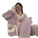 thumbnail image 2 of Pijama de vellón coral para mujer, otoño e invierno, dibujos animados, franela linda, gruesa, cálida, ropa de casa de invierno, 2 of 4