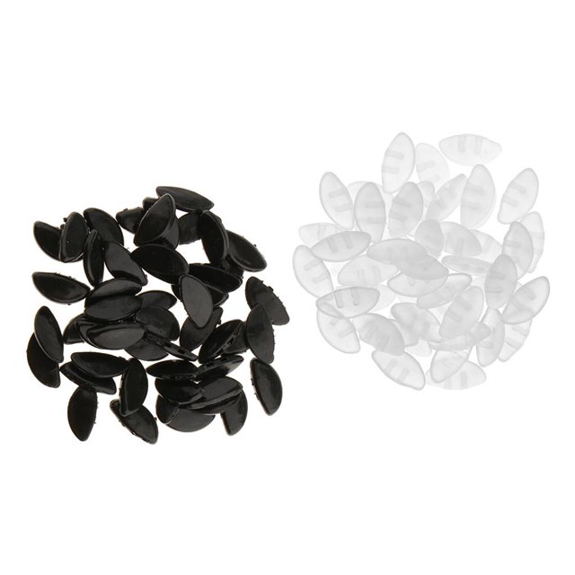 Almohadillas Nasales Ovaladas para Anteojos, 25 Pares, Material de Silicona Suave - Negro Claro, 50 Pares jinwen Eyewear Silicone Nose Pads