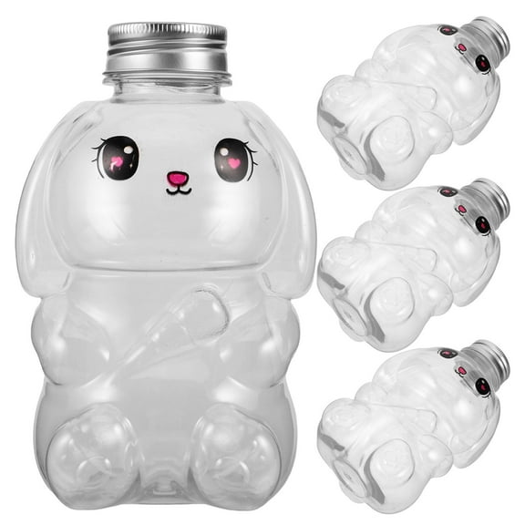 MLINS 4pcs Adorable Bunny Shaped Milk Tea Bottle Reusable Beverage Bottles Parties Portable Drink Containers Refillable Juice Bottle 500ml
