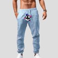 thumbnail image 2 of Zszcpp Jogging Pants For Men Elastic Waistband Cartoon Print Relax Cropped Long Fitetd Trousers Casual Trouser, 2 of 5