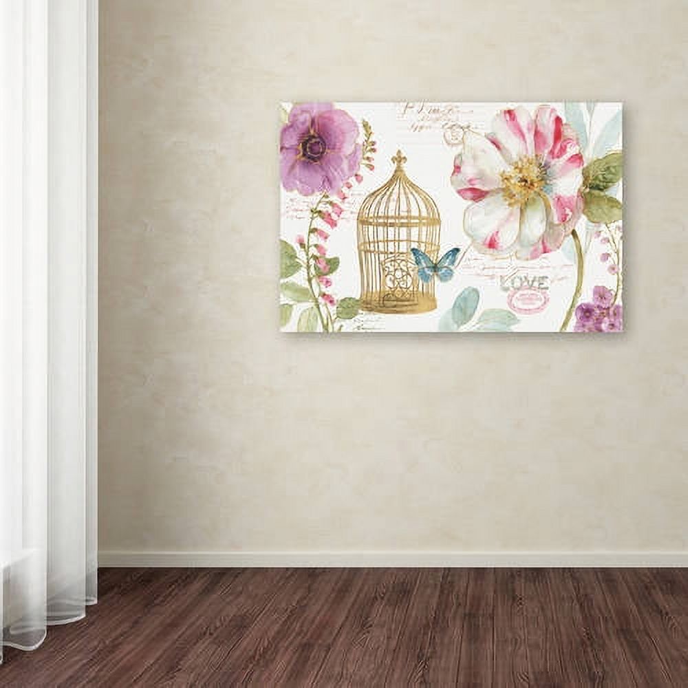 Trademark Fine Art "Rainbow Seeds Floral Birdcage I" Canvas Art by Lisa Audit