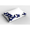 thumbnail image 2 of Ambesonne Europe Pillow Sham 2 Pack, European Union Butterflies, 30"x20", Blue Dark Blue Yellow, 2 of 3