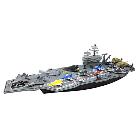 Toy Essentials Mini Aircraft Carrier with Accessories and Crane, 27 Piece