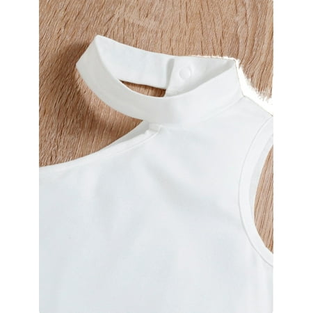 

Casual Colorblock Asymmetrical Neck Sleeveless Multicolor Toddler Girls Two-piece Outfits (Girl s)