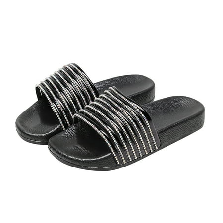 

Sentuca Women s Summer Glossy Flash Diamond Slippers Leisure One-Word Shoes