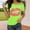 #544-Green, variant on Women's Asymmetric One-Shoulder Short Sleeve Top, Fashionable with Multi-Color Print for Casual and Party Wear