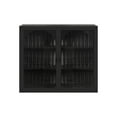thumbnail image 4 of Two-door Wall Cabinet, Modern Kitchen Wall Mounted Cabinet with 2 Glass Arch Doors, Three-tier Storage, Characteristic Woven Pattern, Metal Wall Cabinet for Entryway, Living Room, Bathroom,  Black, 4 of 8