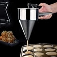 thumbnail image 4 of Dispensador de masa para panqueques de acero inoxidable - Dispensador de embudo con soporte para takoyaki y repostería, 4 of 5