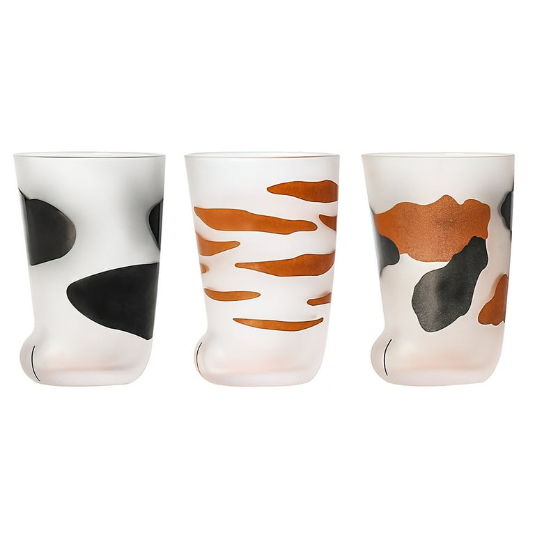Cat Paw Cup,Cat claw Cup Milk Glass Frosted Glass Cup Cute Cat Foot Claw  Print Mug Cat Paw for Coffee Kids Milk Glass Cups Tumbler Personality  Breakfast Milk Cup 