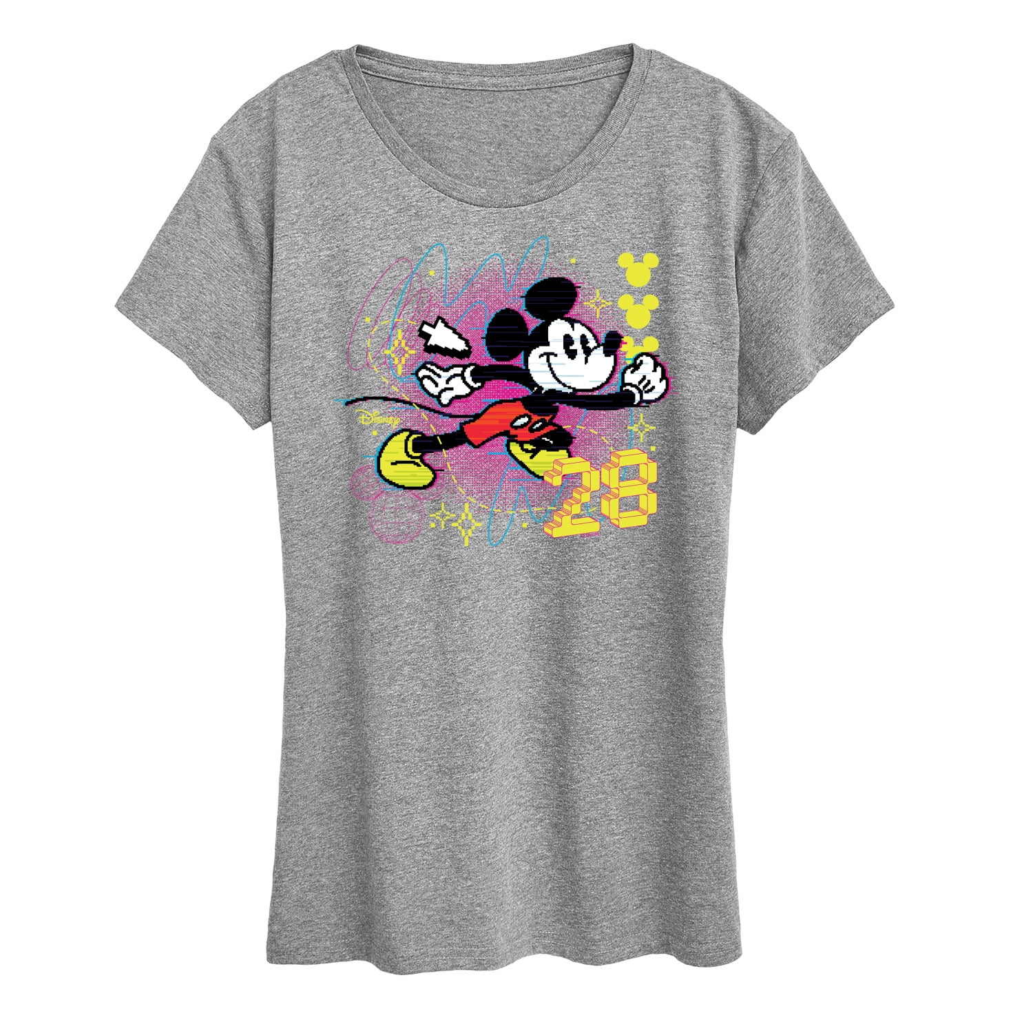 Mickey Mouse Women's Graphic Tee with Short Sleeves, Sizes XXS-XXL