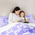 thumbnail image 5 of jejeloiu Cartoon Bow Knot Twin Comforter Sets,Purple Letter C Bedding Set For Bowtie Girls Reversible 2pcs, 5 of 8