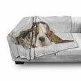 thumbnail image 3 of Basset Hound Soft Flannel Fleece Throw Blanket, Photo of Baby Puppy and Kitten Sleeping Together, Cozy Plush for Indoor and Outdoor Use, 60" x 80", Dark Taupe Pearl, by Ambesonne, 3 of 6