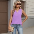 thumbnail image 4 of longantii Tank Tops for Women Summer Sleeveless Loose Fit V Neck Button Down T Shirts Basic Tee Casual Loose Trendy Clothes 2026 Light Purple S, 4 of 4