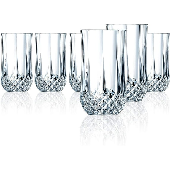 Cristal D'Arques Longchamp 12 Ounce Beverage Glass, Set of 6, 6 Count (Pack of 1), Clear