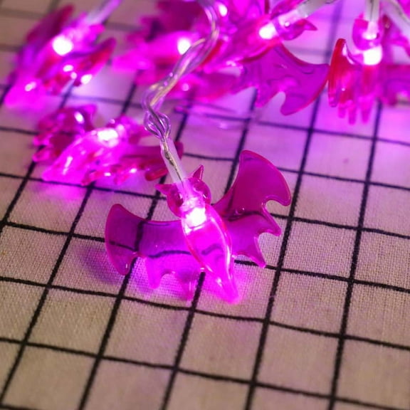 1.5 M, 10 LED Halloween Bat String Lights for Party Atmosphere Decoration (Purple Bats, Purple Lights)
