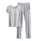thumbnail image 1 of Gibobby Pijama de Navidad Mujeres con almohadillas en el pecho Sujetador Ropa interior Camiseta de manga corta Top 9 Pantalones Verano Delgado de ropa para el Conjunto (Gris, L), 1 of 3