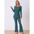 thumbnail image 3 of DARING DIVA Women's Ribbed Knit Lounge Set Pajama Sets Matching Outfits M Peacock Blue, 3 of 7