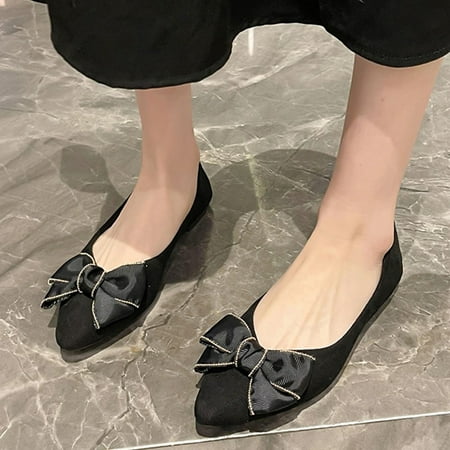 

NEGJ Fashion Autumn Women Casual Shoes Flat Bottom Pointed Toe Leopard Print Bow Shallow Mouth Comfortable
