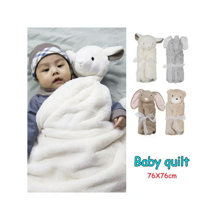 4-type Animal Head Newborn Quilt Warm Blanket Crystal Velvet Baby Sleeping
