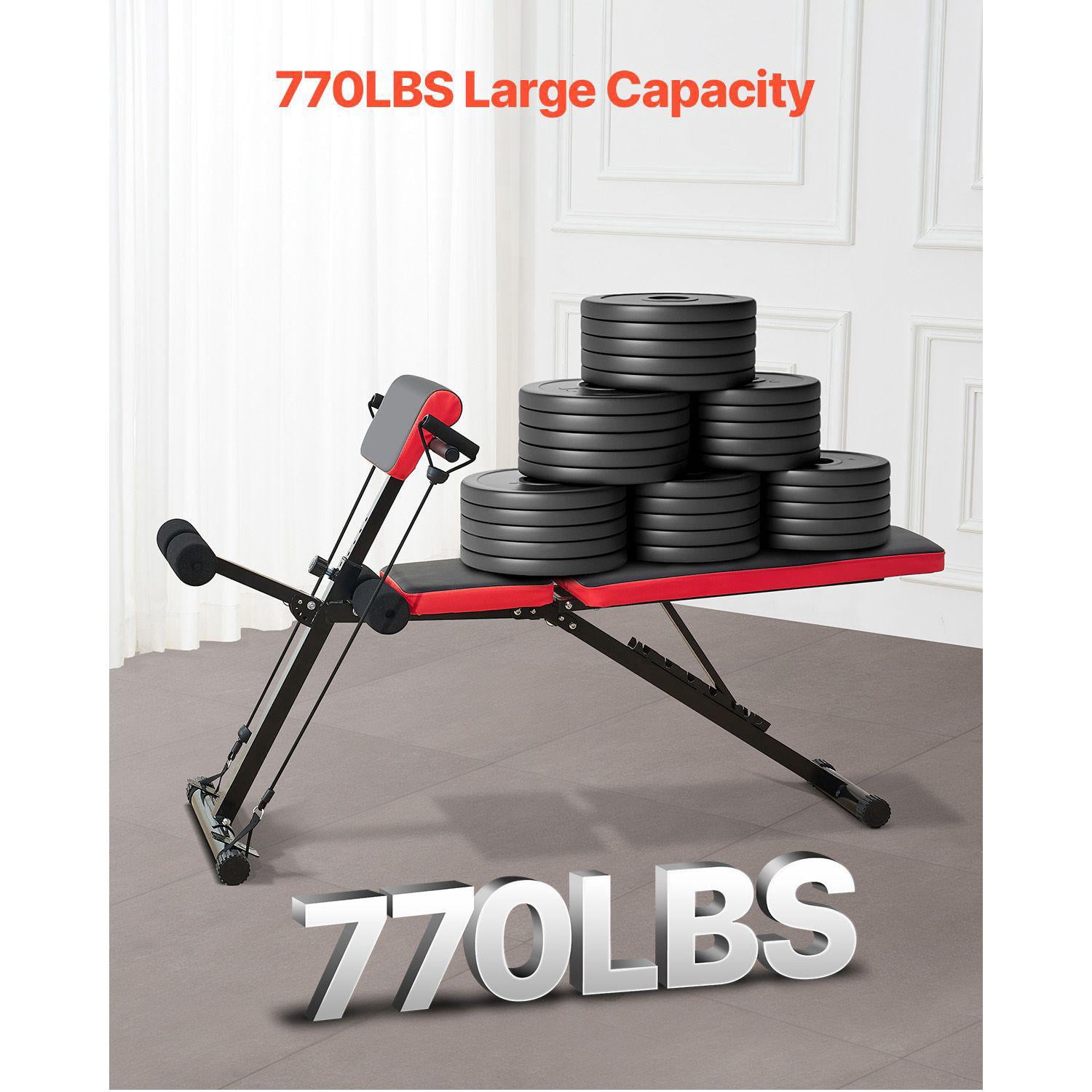 Multifunctional Adjustable Foldable Weight Bench 770 lbs Capacity Roman Chair Hyperextension Back Arm Core Ab Workout Equipment for Home Gym