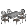 thumbnail image 2 of 7-Piece Cast Aluminum Patio Furniture Set with Black Frame and Brown All-Weather Cushions for Outdoor Dining and Relaxation, 2 of 9