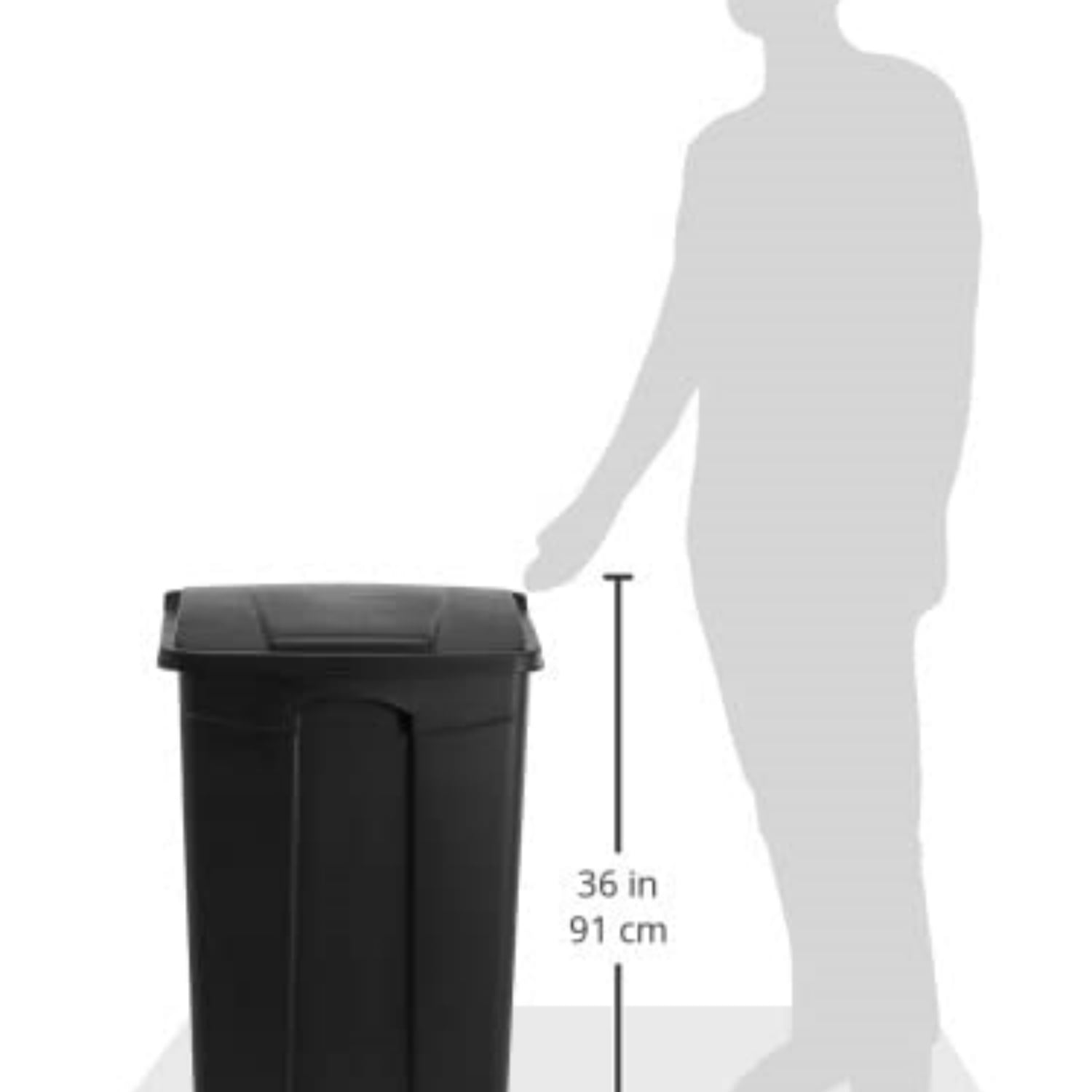 Plastic Trash Can with Foot Pedal, 23 Gallon Garbage Can for Kitchen, Indoor or Outdoor Use, Hands Free, Black