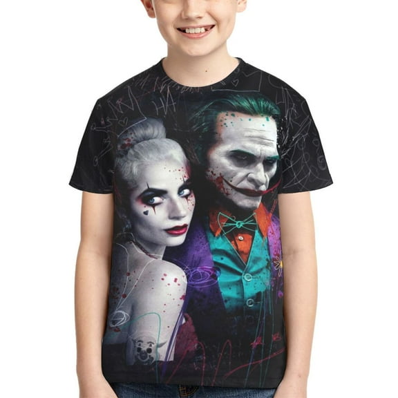 Kids 3D Graphic Joker T-Shirts, Novelty Shirts Crewneck Short Sleeve Tees for Youth Boys Girls