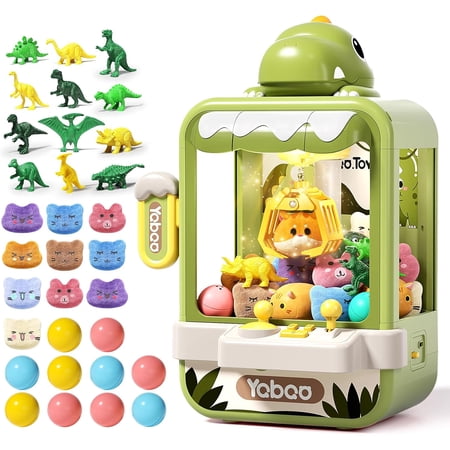Dinosaur Claw Machine for Kids,Electronic Arcade Game Machine with Music,Mini Vending Machine Boys Birthday Toys Gifts Age 3+ Years,Includes 10 Plush Toys & 12 Dinosaur Accessories(Small)