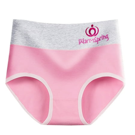 

ZHUASHUM Women High Waist Cotton Panties Solid Color Briefs