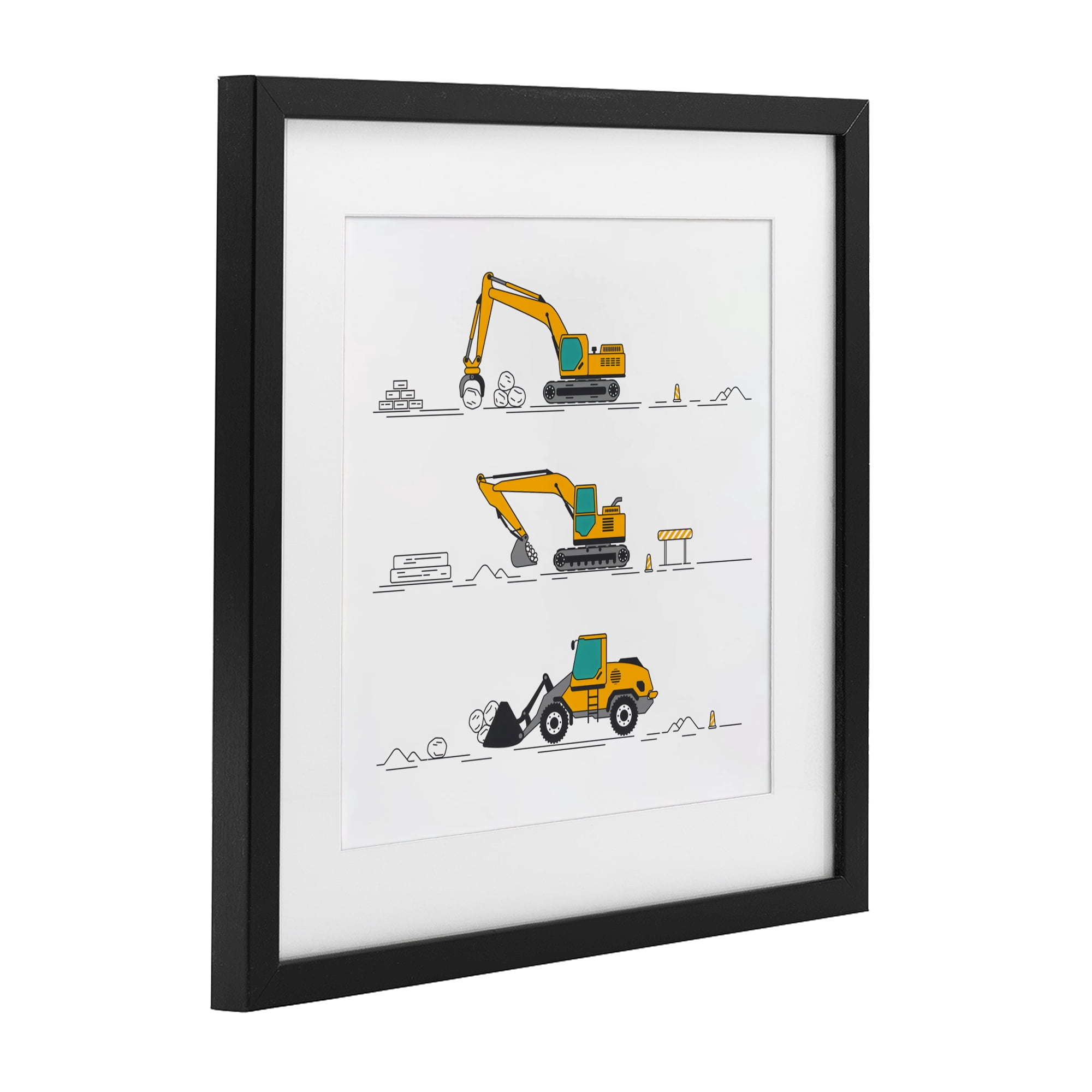 Stupell Industries Construction Digs Machine Black Framed Print Under Glass, design by Creative Studio