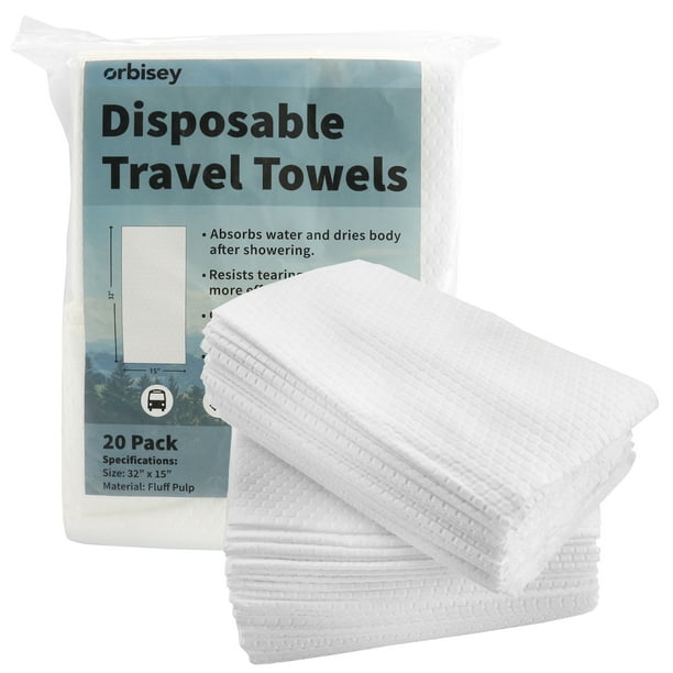 Orbisey Large Disposable Bath Towels 32" x 15" for Camping Trips