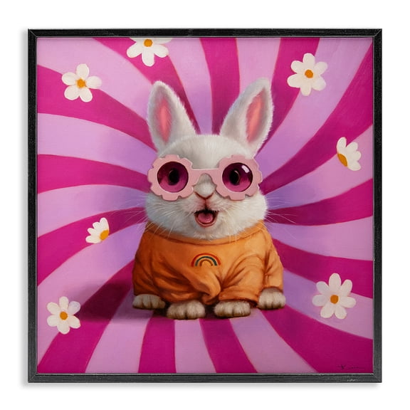 Stupell Industries Good Vibes Only Rabbit Black Framed Giclee Art, design by Lucia Heffernan