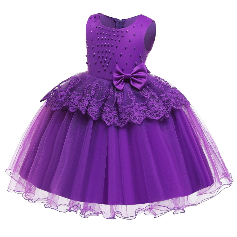 Actoyo Children Girls Princess Pearls Flower Lace Dress Kids Ball Gown ...