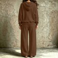 thumbnail image 5 of Szluipve Women Full Zip Hoodie 2 Piece Outfits Drawstring Long Sleeve Zip‑Up Hooded Jacket and Elastic Waist Wide Leg Pants Casual Tracksuit Loungewear Set Brown L, 5 of 7