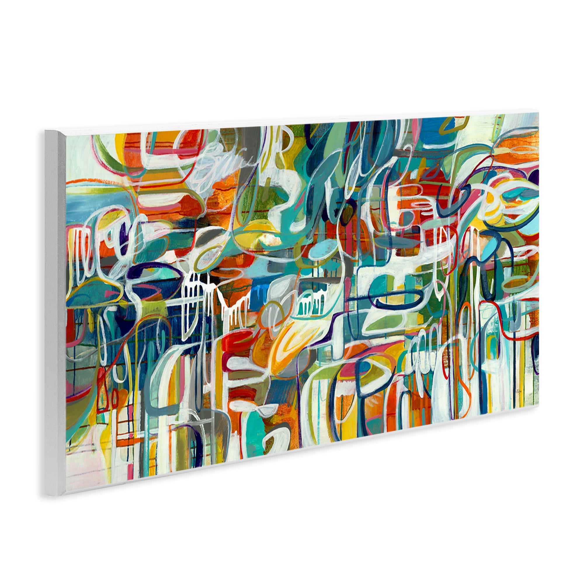 Stupell Industries Chaotic Doodle Shapes Abstract Painting Unframed Art Print Wall Art, 17 x 7