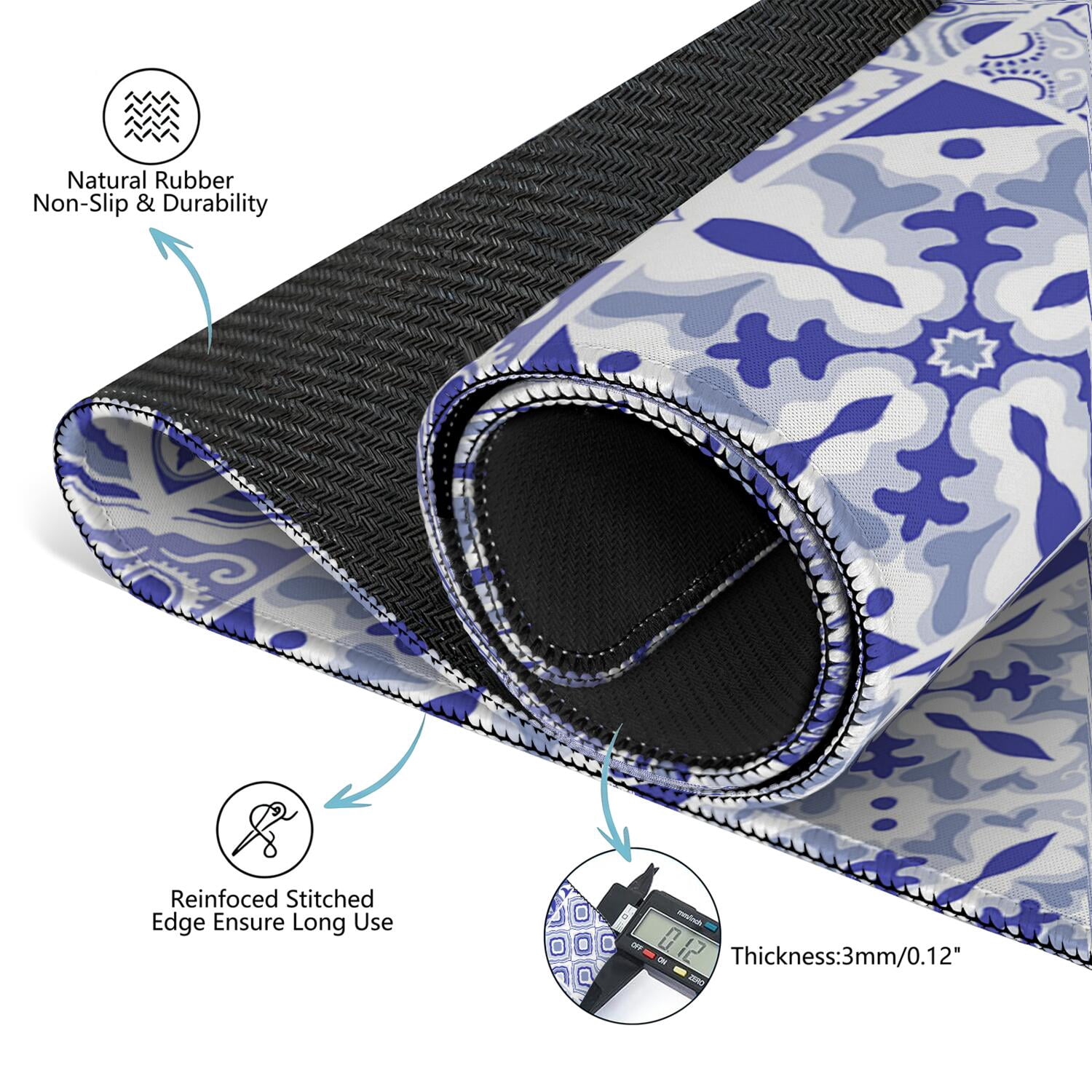 Traditional Boho Style Rubber Mahjong Table Cover 31.5x31.5 Inch Large Mat Features Non-Skid Bottom for Stability and Noise Reduction for Tiles and Games