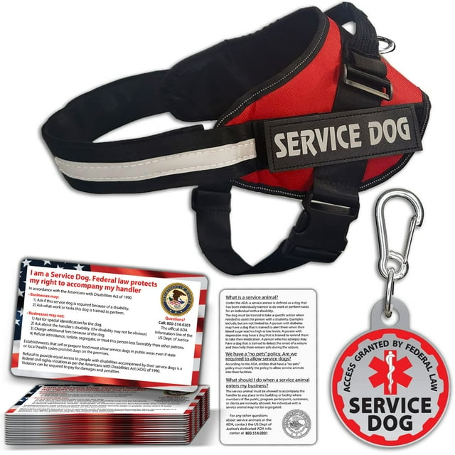 Juego de accesorios para perros de servicio Pelto con chaleco, etiqueta de identificación y 50 tarjetas ADA