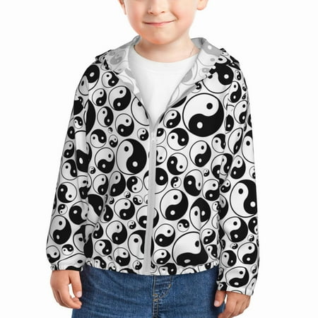 

Goofa Yin And Yang Printed Kids Zip-Up Hoodie Girls Boys UPF50+ Sun Protection Jacket Hooded Cooling Shirt-4 Years