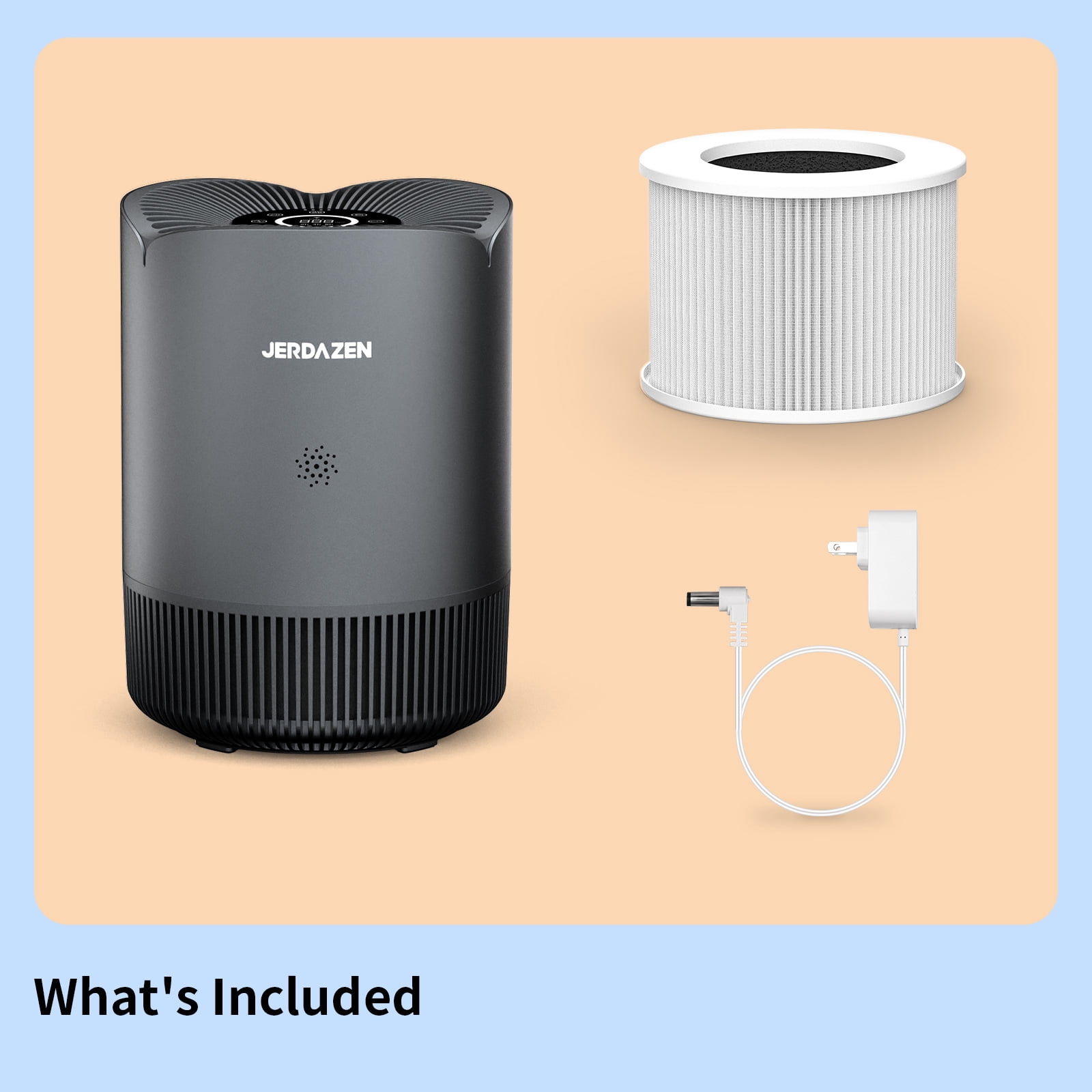 Jerdazen Air Purifiers for Bedroom, Covers Up to 985 ft², True HEPA 13 Filter Remove 99.97% Dust Smoke Odor Pollen Pets Hair Dander Allergies(Gray)