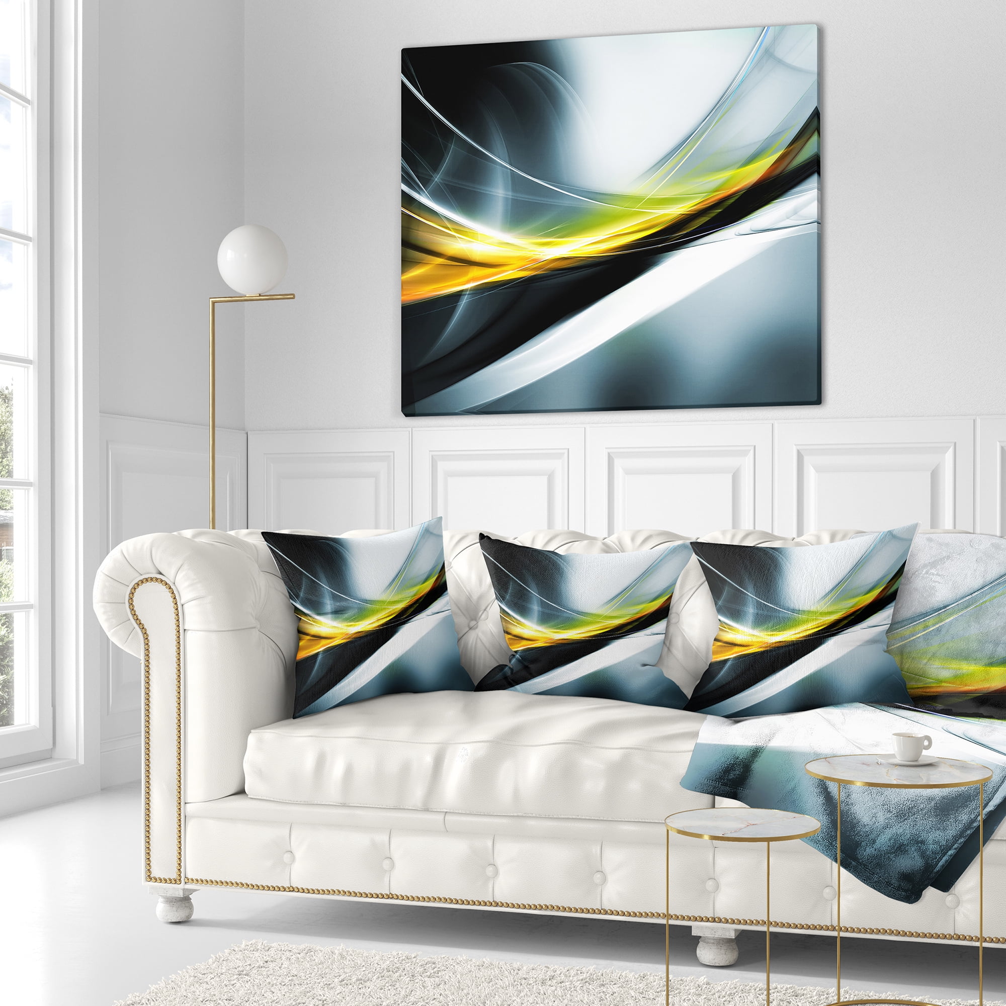 Designart Glittering Yellow Pattern - Abstract Throw Pillow - 16x16