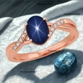 thumbnail image 3 of thejewelryart Vintage Blue Star Sapphire Ring Elegant Sterling Silver CZ Bypass Design Blue Gem Ring Statement Jewelry for Women Silver 9.5, 3 of 5