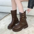 thumbnail image 7 of Brown Thick Soled British Style Martin Boots Two Way Short Boots Women Casual Fall Winter Style, 7 of 7